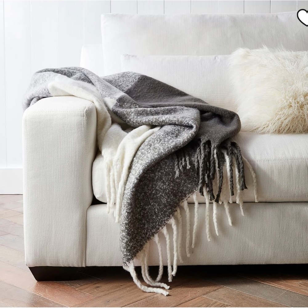 Pottery Barn NWOT Color Blocked Faux Mohair Throw